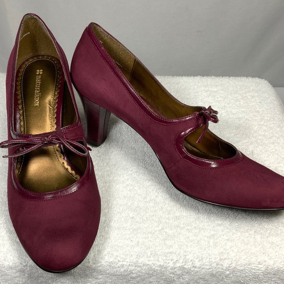 Naturalizer Suede Mary Jane Maroon Heels - SZ 9 - Picture 2 of 13